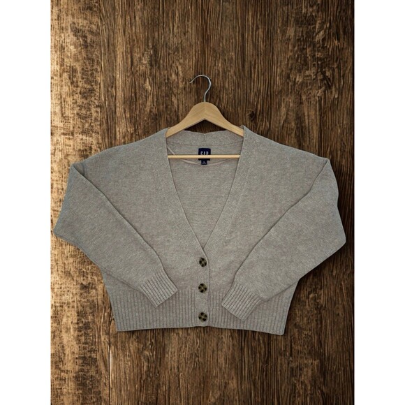 Gap Sweaters - GAP Women’s Cropped Cardigan Sweater Small Gray Button Front Knit